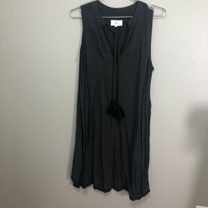 Lou & Grey | Grey Sleeveless Dress with Tassels and Embroidered Details